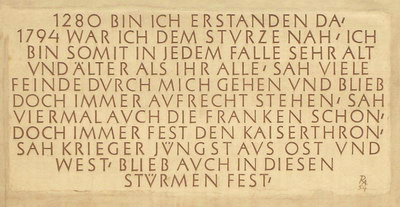 Inschrift am Schwammerlturm